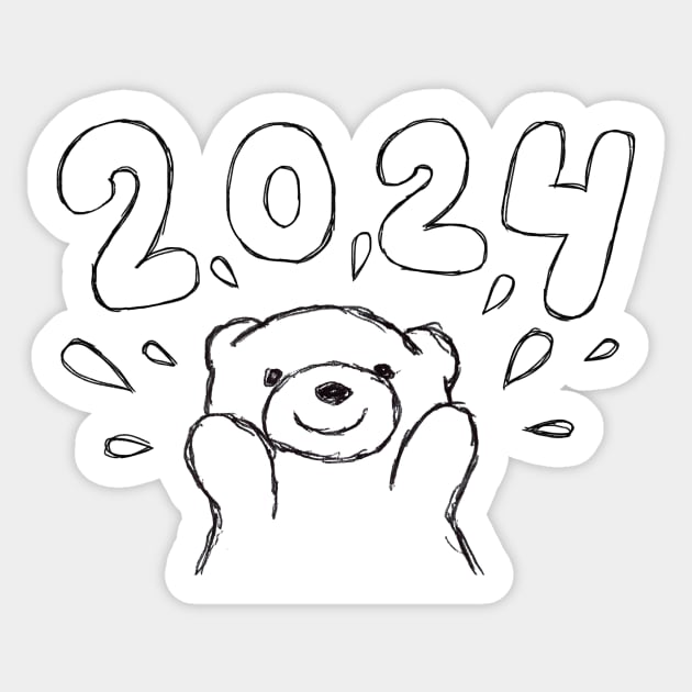 2024 New Years Celebration Smiley Bear Sticker by SmileyBearArt